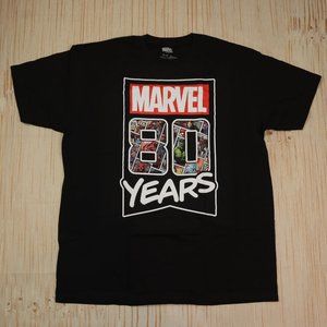 Marvel t-shirt XL size in black / short sleeve with 80 years front graphic tee
